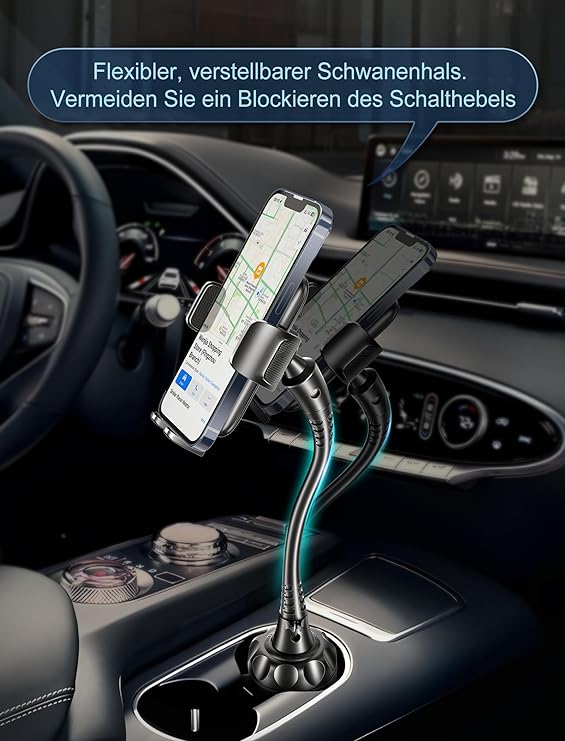 Pbuddy Tesla Flexible Gooseneck Cup Holder Phone Mount Universal Adjustable Cupholder Compatible with iPhone 11 12 13 14 Pro XS Max XR X 8 7 6s 6 5s Samsung Galaxy S10 Plus S9 Note 10 9 8