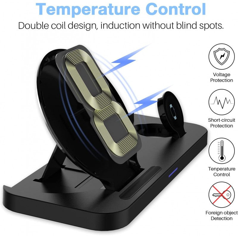 PBuddy 3 In 1 Qi-Certified Fast Wireless Charging Station