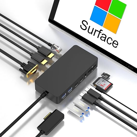 Microsoft 1661 Surface Dock For Pro 3 4 5 6 7 8 Book Go Laptop 1 2 3 4 + Psu Inc
