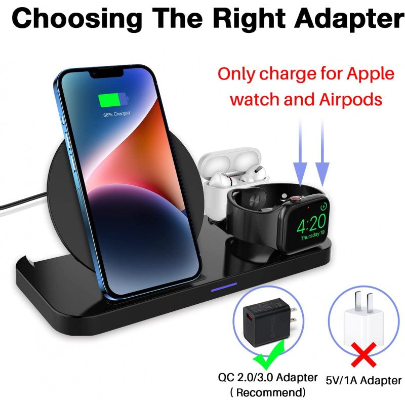 PBuddy 3 In 1 Qi-Certified Fast Wireless Charging Station