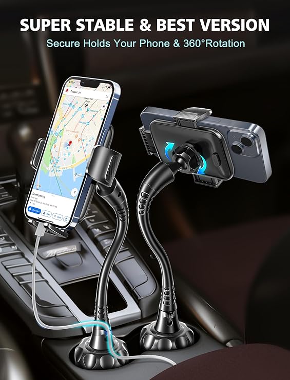 Pbuddy Tesla Flexible Gooseneck Cup Holder Phone Mount Universal Adjustable Cupholder Compatible with iPhone 11 12 13 14 Pro XS Max XR X 8 7 6s 6 5s Samsung Galaxy S10 Plus S9 Note 10 9 8