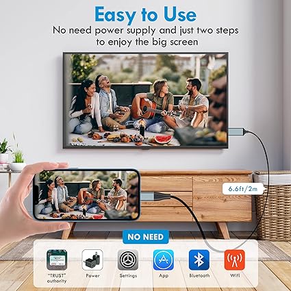 Pbuddy [Apple MFi Certified]Lightning to HDMI Adapter for Phone to TV,HDMI 2K 6.6 Feet Cable,Compatible with iPhone,iPad Sync Screen Connector Directly on HDTV/Monitor/Projector (Black)