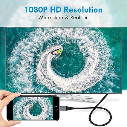 Pbuddy [Apple MFi Certified]Lightning to HDMI Adapter for Phone to TV,HDMI 2K 6.6 Feet Cable,Compatible with iPhone,iPad Sync Screen Connector Directly on HDTV/Monitor/Projector (Black)