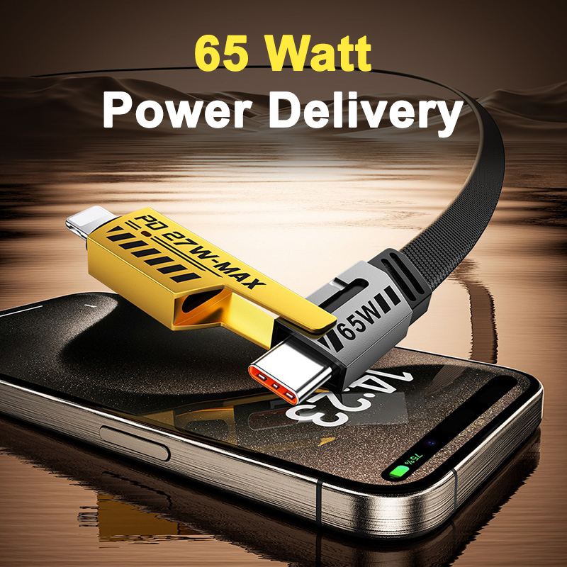1M 4-in-1 Fast Charging Cable 65W/27W – USB-A & USB-C to Lightning & Type-C