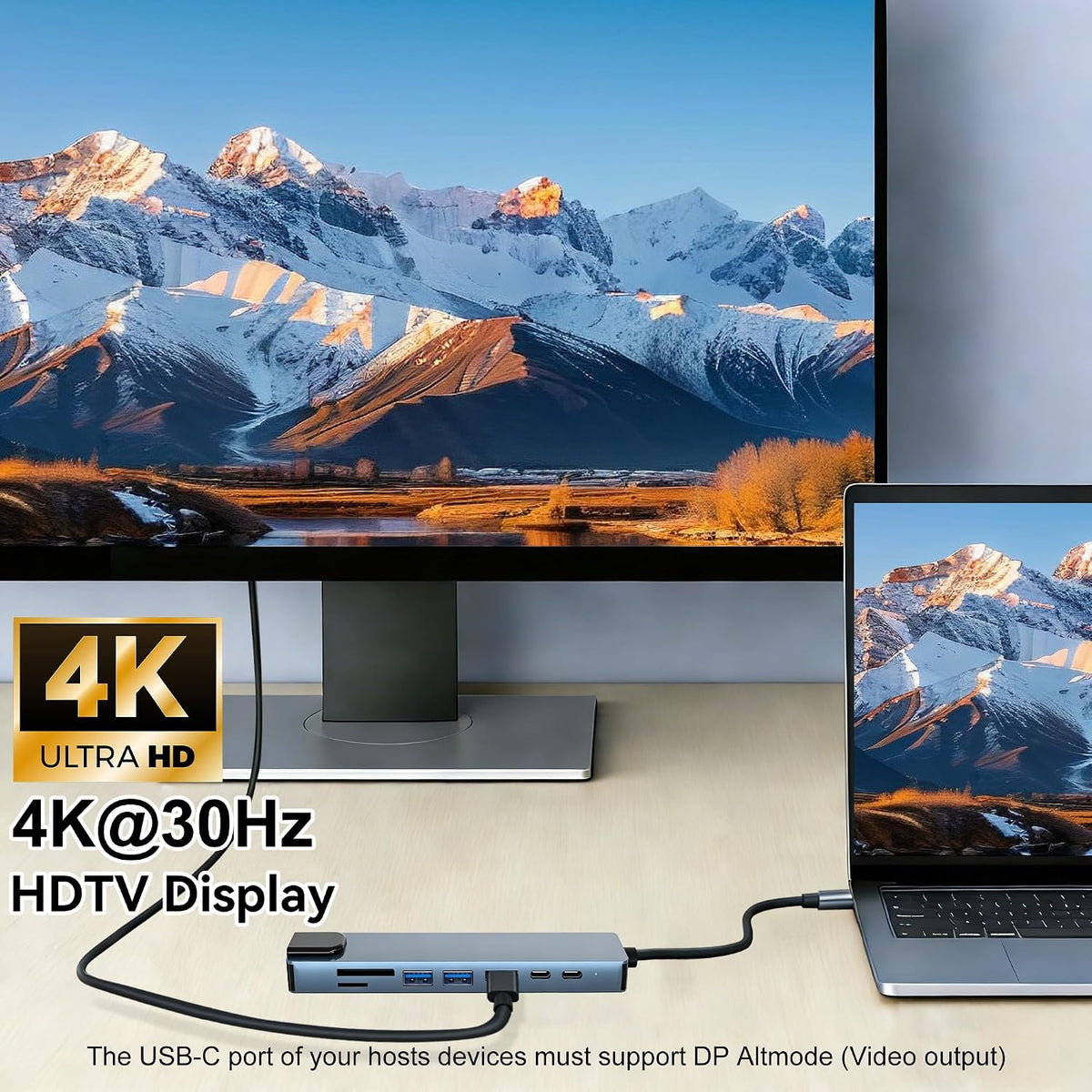 8-in-1 USB Type-C Docking Station Hub – 4K HDMI, PD Fast Charging for MacBook & USB-C Devices