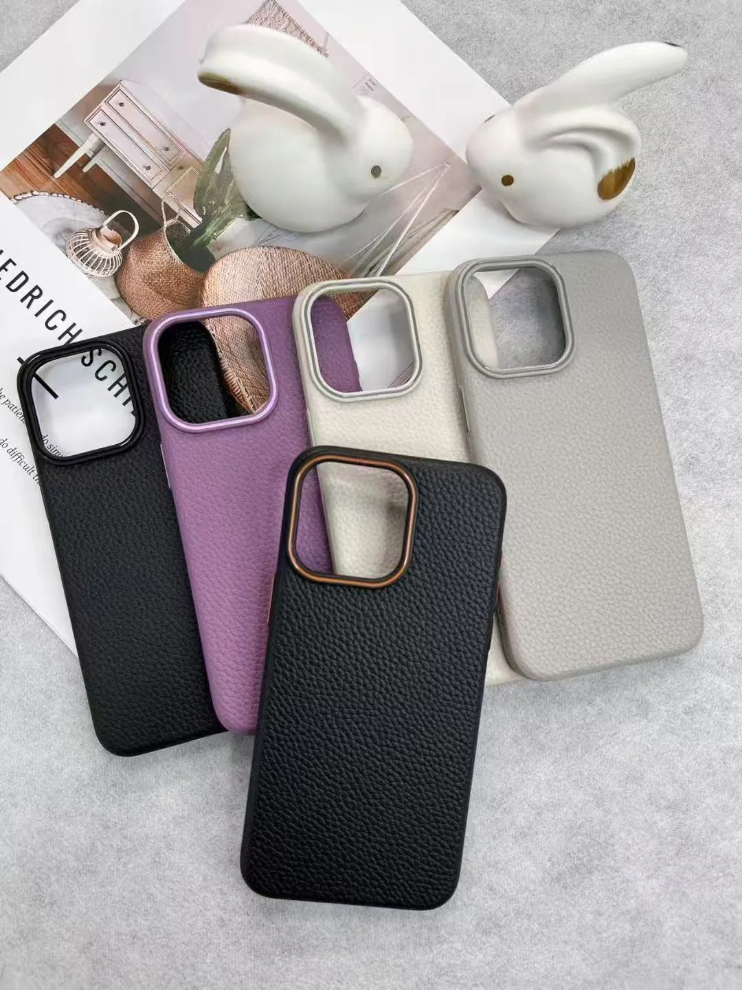 Apple iPhone 15 Pro Realistic Lychee Texture Case – Slim Shockproof Protective Cover