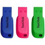 SanDisk Cruzer Blade 32GB USB Flash Drive – 3 Pack Bright Colours