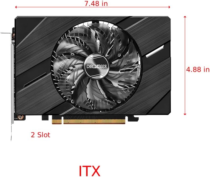 ASRock Challenger ITX Intel Arc A380 Graphics Card 6GB GDDR6 – Compact Gaming GPU | HDMI 2.0 | DisplayPort | AV1 Encoding