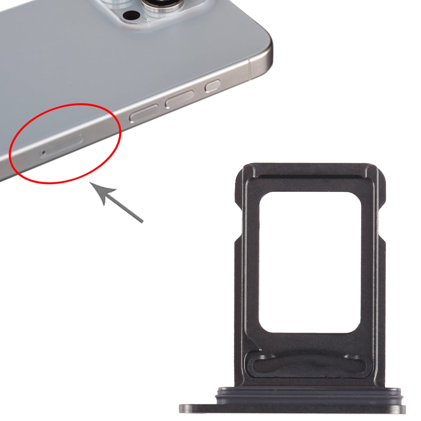 Single SIM Card Tray for iPhone 15 Pro / 15 Pro Max-Black