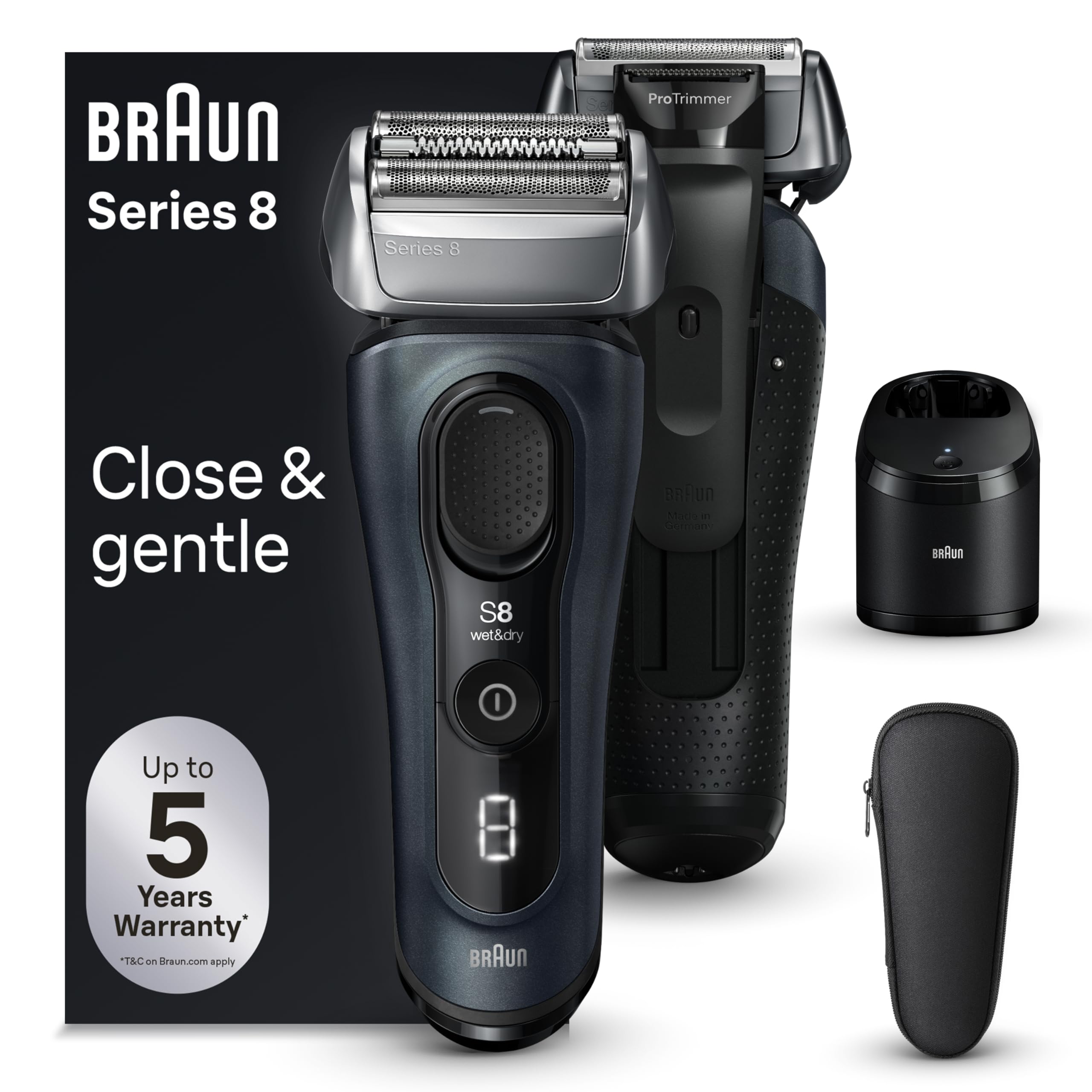 Braun Series 8 Shaver For Men 8563cc | 5-In-1 SmartCare Centre | Wet & Dry Electric Razor