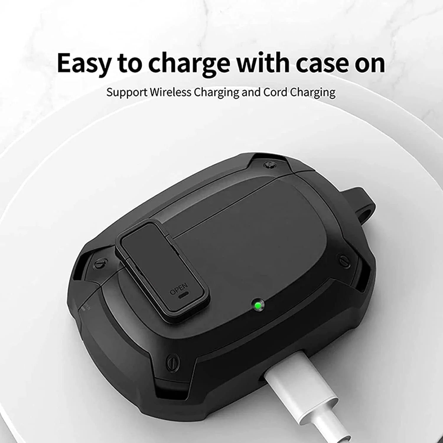 Shockproof Case for Google Pixel Buds 2 | Rugged Hard PC + Soft TPU Protective Cover (Black)