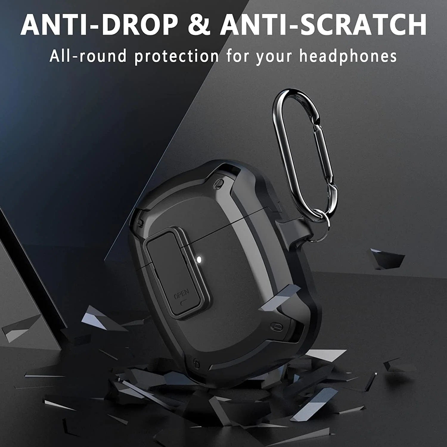 Shockproof Case for Google Pixel Buds A-Series | Rugged Hard PC + Soft TPU Protective Cover (Black)