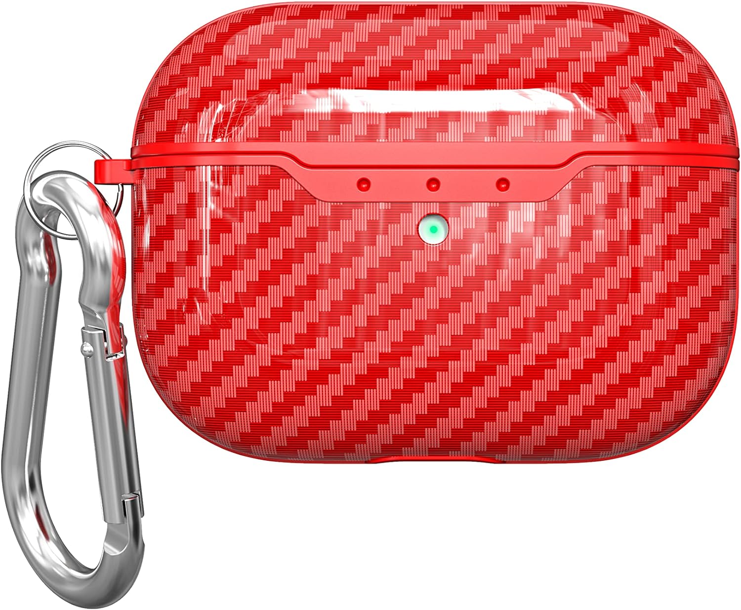 Case for AirPods Pro 2019 case Cover with Carabiner TPU Protective case Carbon Fibre Texture Shockproof Robust case Charging case Front LED Visible