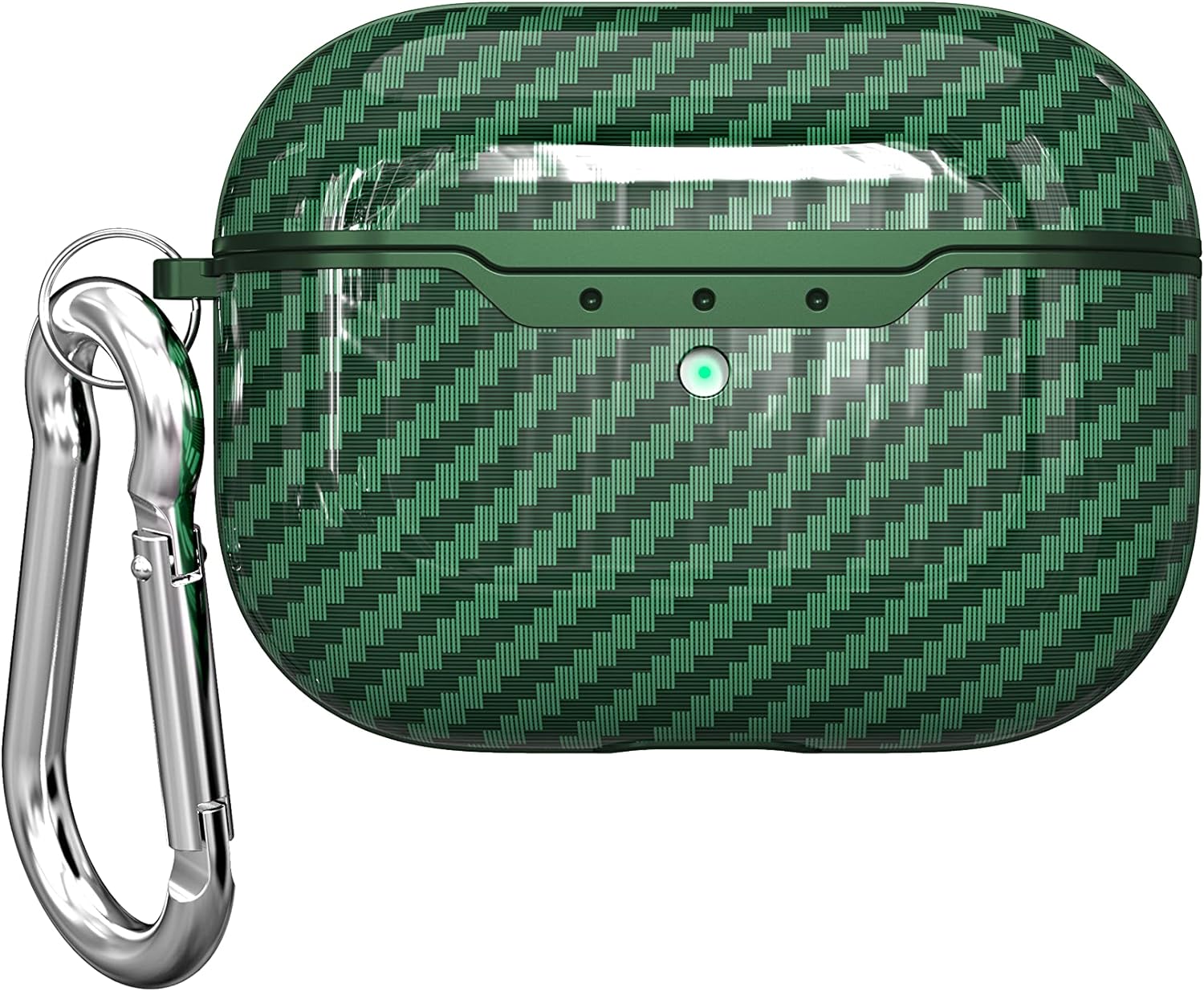 Case for AirPods Pro 2019 case Cover with Carabiner TPU Protective case Carbon Fibre Texture Shockproof Robust case Charging case Front LED Visible
