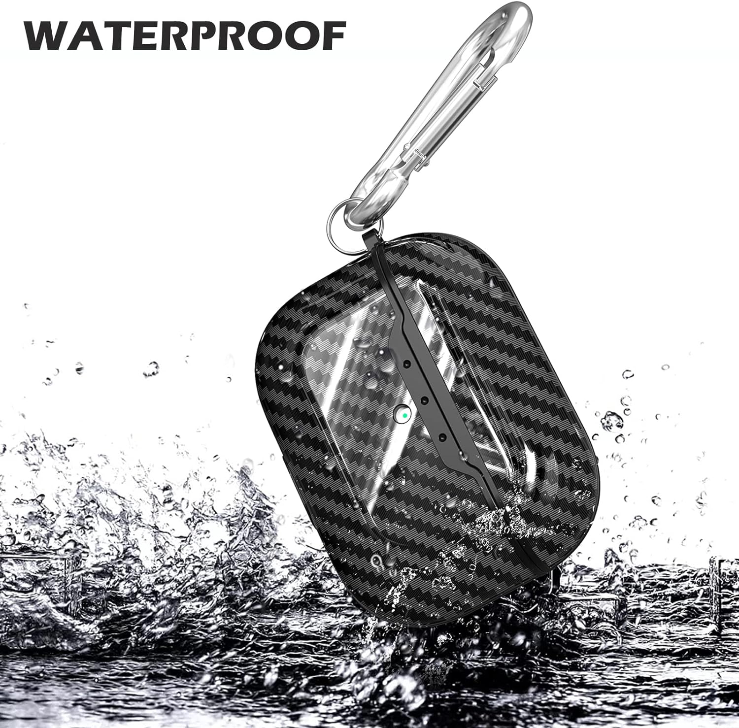Case for AirPods Pro 2019 case Cover with Carabiner TPU Protective case Carbon Fibre Texture Shockproof Robust case Charging case Front LED Visible