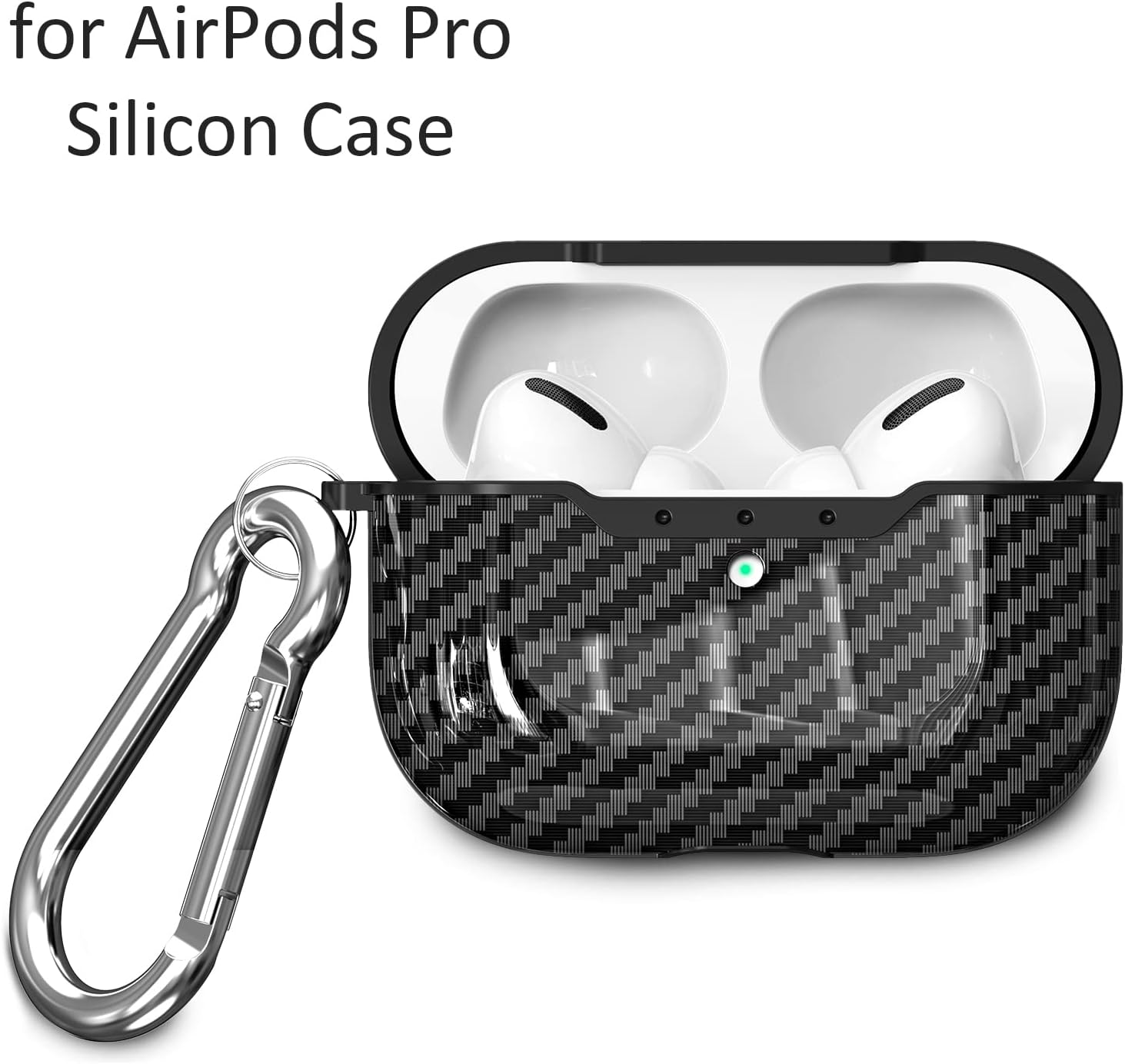 Case for AirPods Pro 2019 case Cover with Carabiner TPU Protective case Carbon Fibre Texture Shockproof Robust case Charging case Front LED Visible