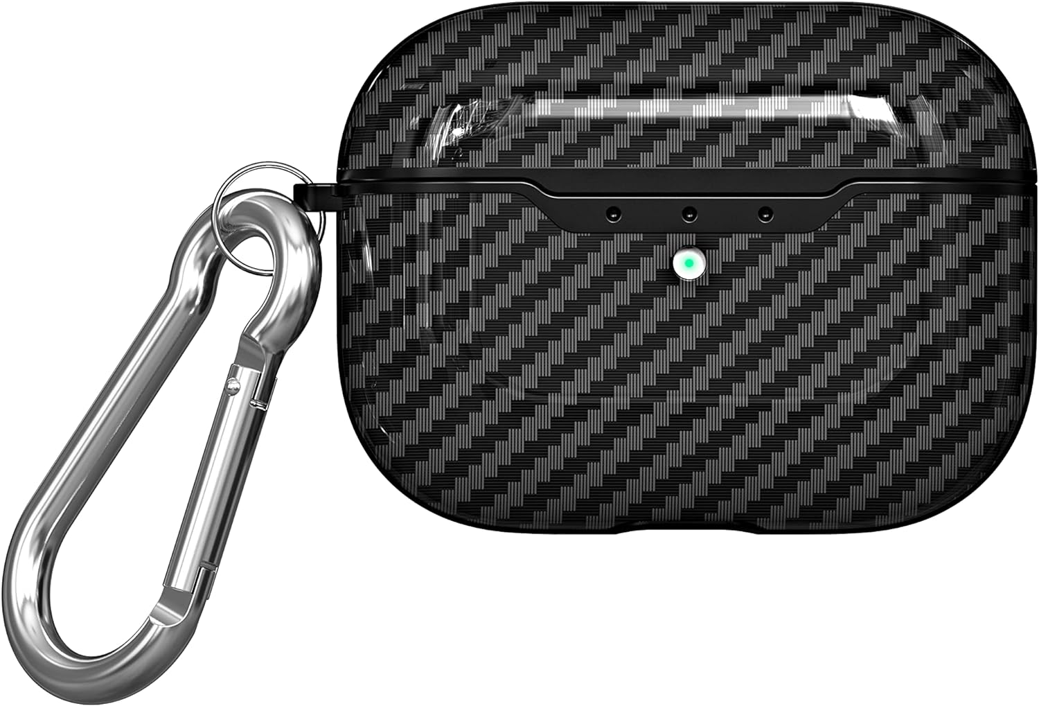 Case for AirPods Pro 2019 case Cover with Carabiner TPU Protective case Carbon Fibre Texture Shockproof Robust case Charging case Front LED Visible