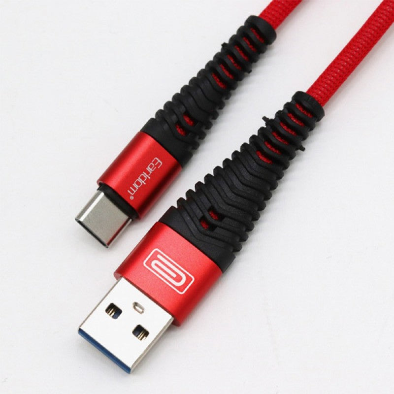 EARLDOM 3 Meter DATA CABLE SAMSUNG OPPO HUAWEI TYPE C EC038C FISHTAIL BRAIDED DATA CABLE TYPE C