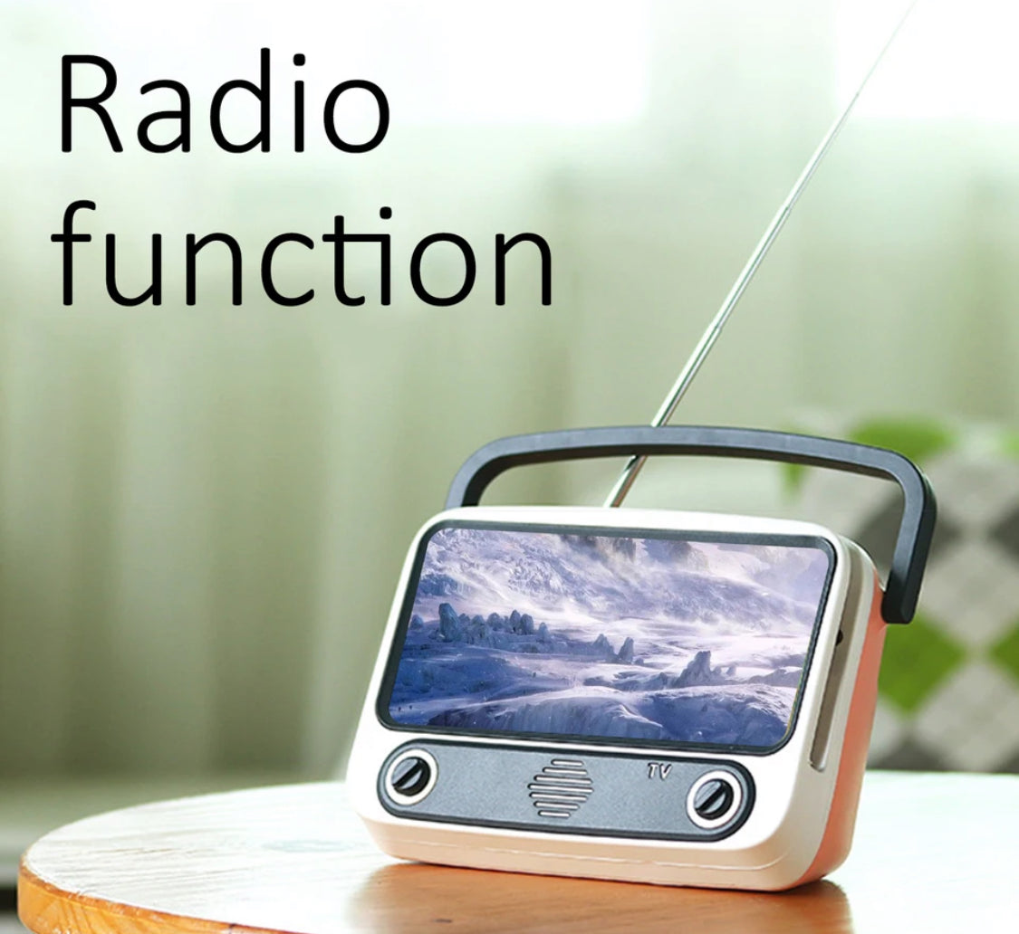 Wask Retro Radio TV Bluetooth Visual Speaker - Grey