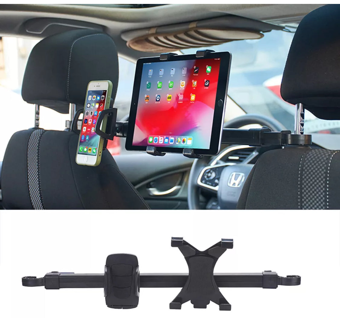 Car Back Seat Headrest Hook Hanger Storage Phone Tablet IPad Holder Dual Mount