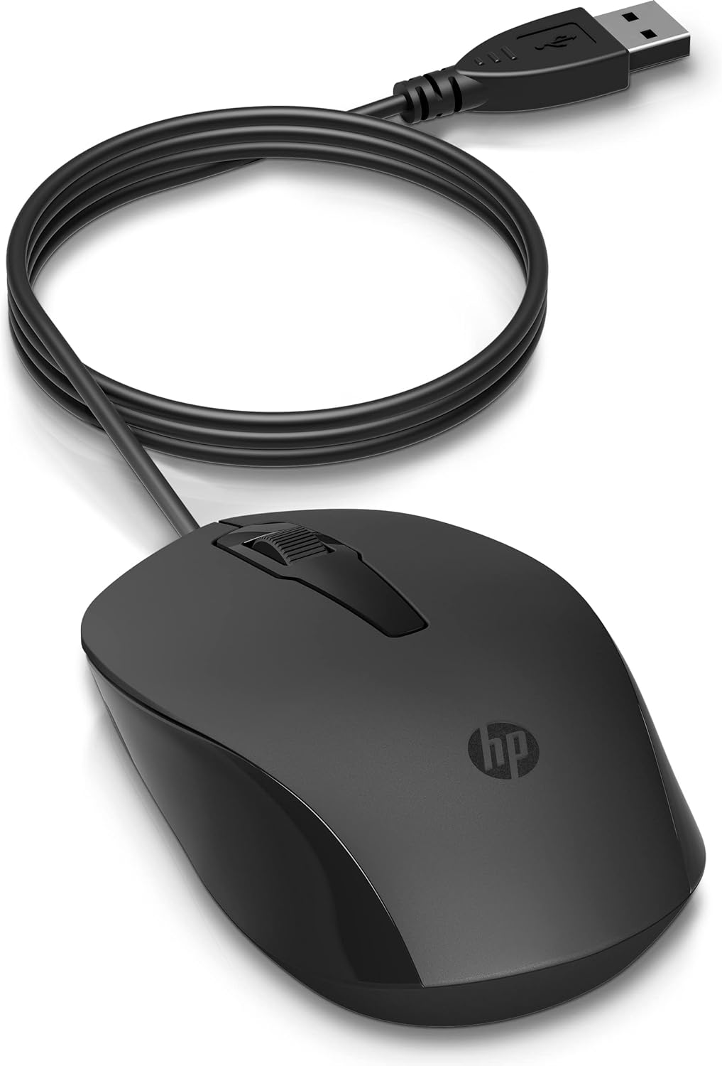 HP 150 Mouse (Wired Mouse, up to 1600 DPI, Right Handed Mouse, Left-Handed Mouse) Black