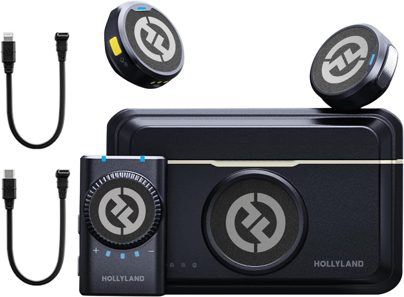 Hollyland Lark M2 Wireless Microphone for iPhone, All in One(2TX+3RX), 1000ft Los Range, Hi-Fi Audio, Noise Cancellation, 40H Duration, for Vlogging