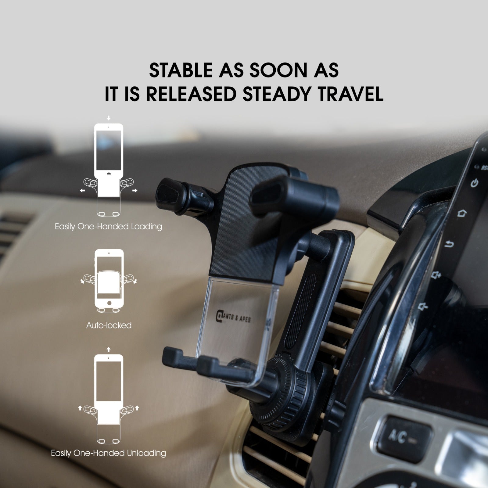 Ants & Apes Car Vent Phone Mount Gravity Cell Phone Holder Rotatable Swing 360 Degree Phone Holder for iPhone x xs 11 12 13 14 15 16 pro max Samsung s20 s21 s22 s23 s24 Fe Plus Ultra
