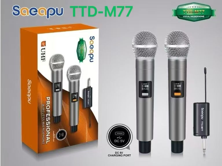 🎤 TTD-M77 Professional Wireless Microphone System – High-Fidelity Single UHF Mic for Stage, Church & Events