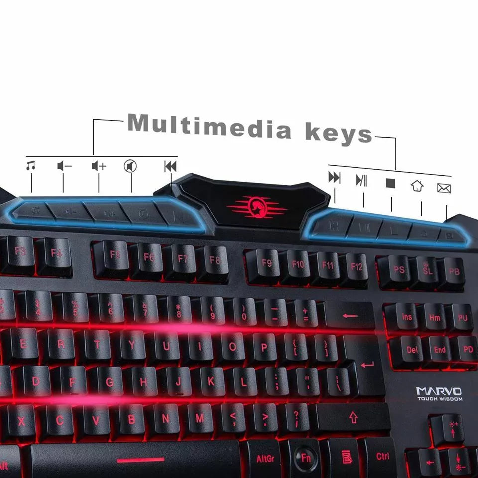 Marvo Scorpion K636 Gaming Keyboard – USB Wired, 1ms Response Time, 3-Color Backlight