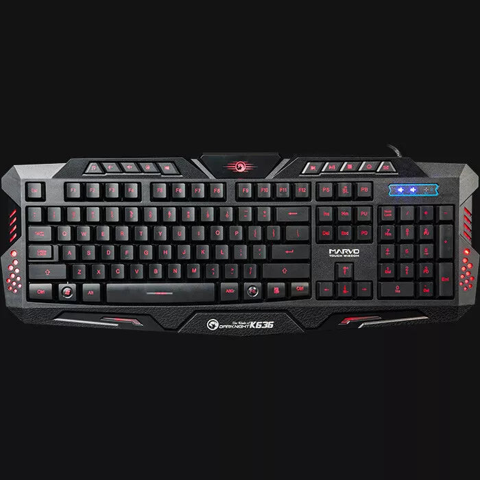 Marvo Scorpion K636 Gaming Keyboard – USB Wired, 1ms Response Time, 3-Color Backlight