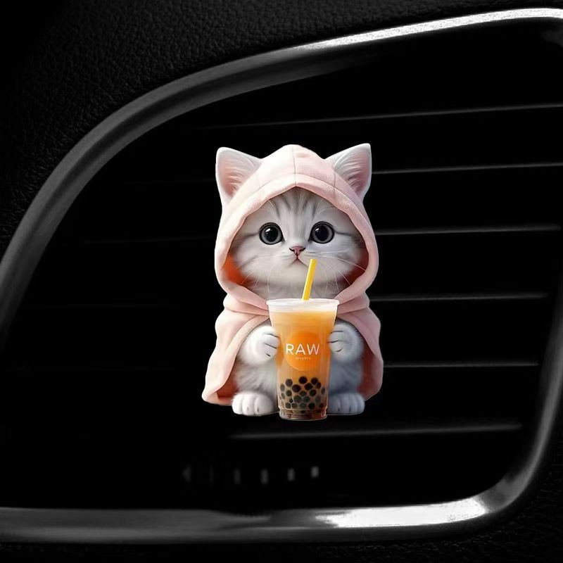 Blue Hoodie Cat Air Vent Clips – Cute Car Aromatherapy Decorations – Pack of 3