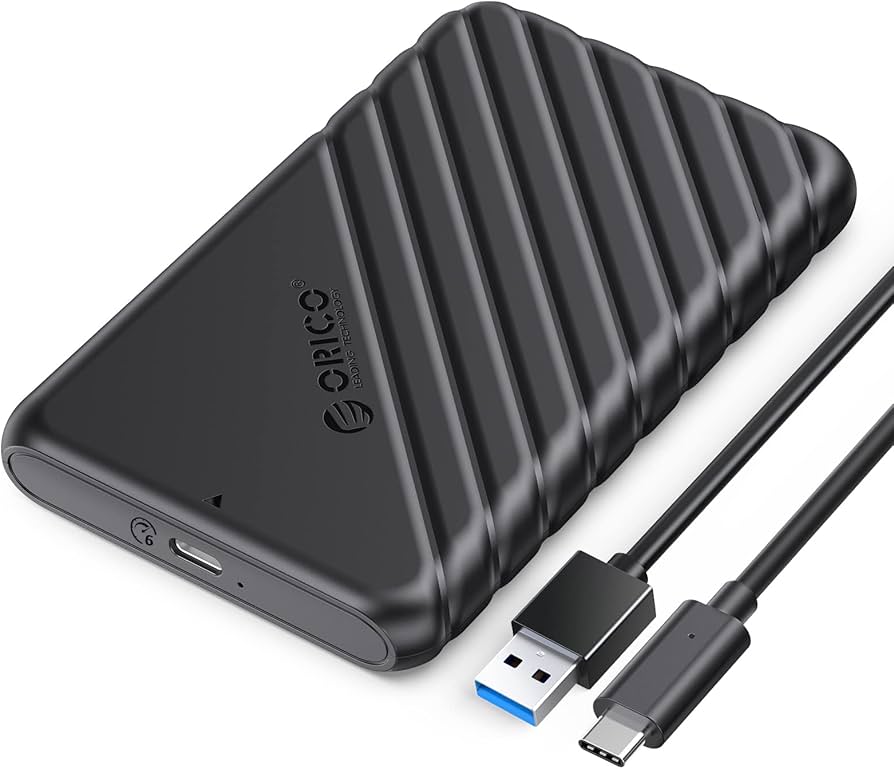 ORICO 2.5 inch USB C Hard Drive Enclosure USB 3.1 Gen 2 to SATA III 6Gbps External Hard Drive Case for SSD HDD 9.5 7mm Tool-Free with UASP, Black