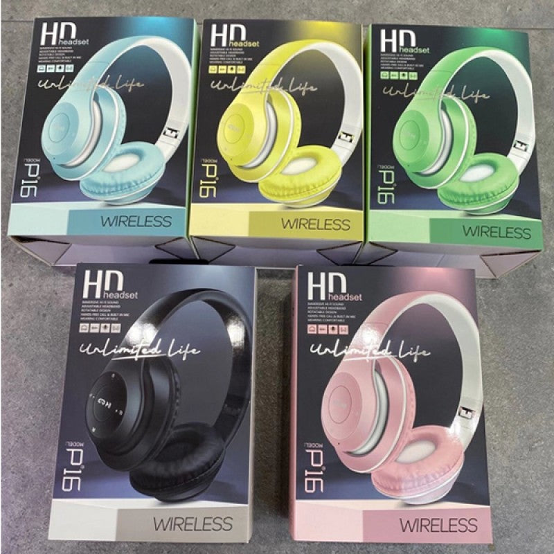 P16 Wireless Headphones Bluetooth Headset Shocking Bass Sport Headphone With Microphone Support TF Card FM/MP3 For Iphone Xiaomi Huawei