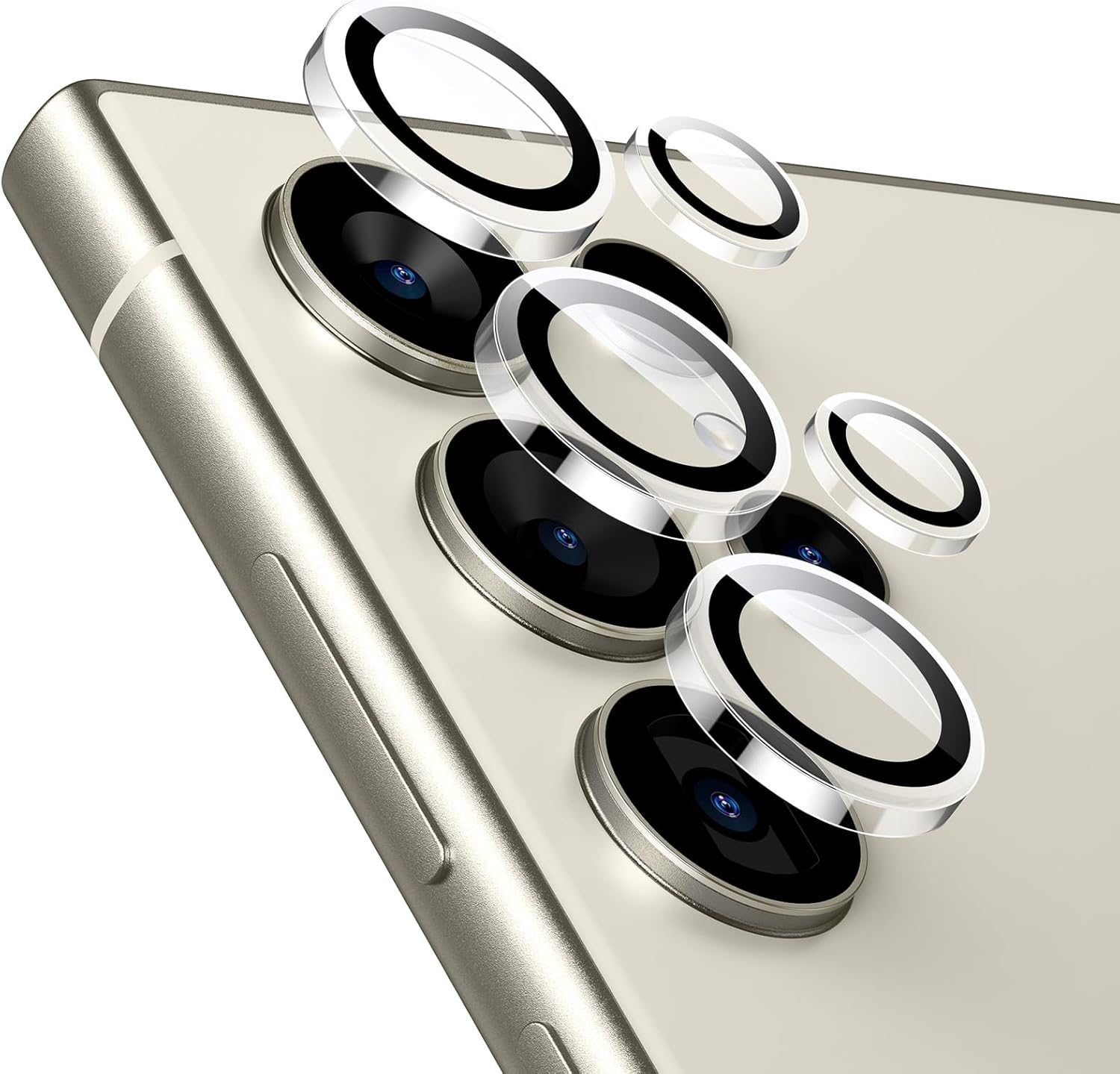 Samsung Galaxy S24 Plus Camera Lens Protector – Individual Ultra-Thin Tempered Glass with Aluminum Edging, Case-Friendly (1 Set, Clear)