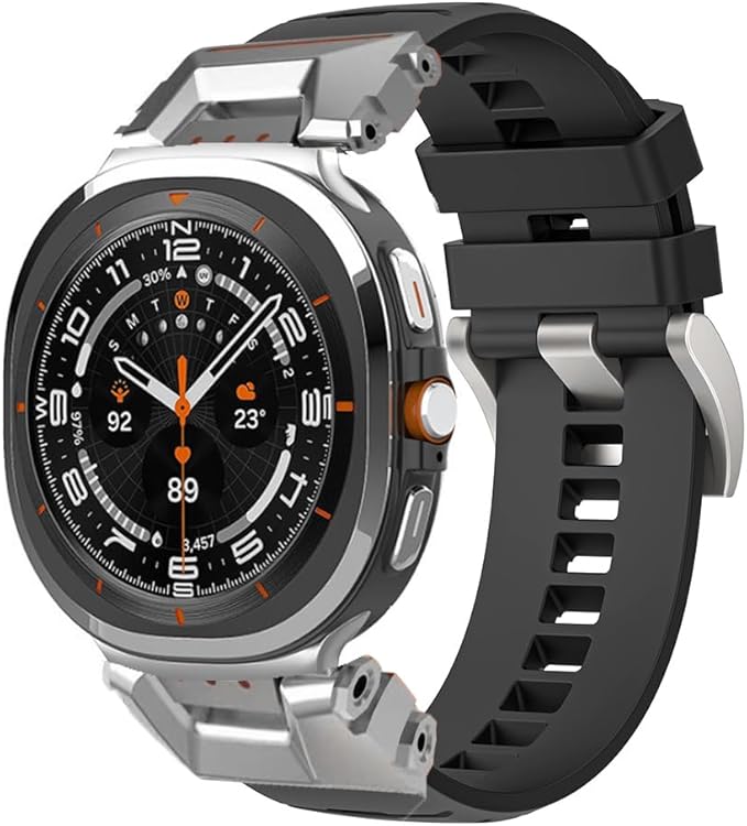 Rugged Sport Band for Galaxy Watch Ultra 7 (26mm Width) Compatible with Samsung Watch Ultra 47mm Strap for Men Breathable Band with Premium TPU & Stainless Steel Metal Connector