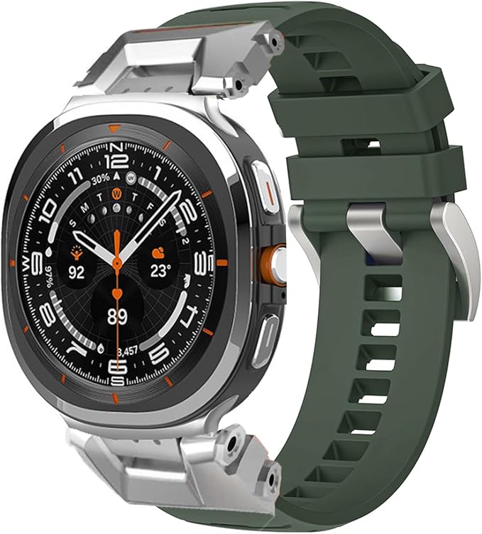 Rugged Sport Band for Galaxy Watch Ultra 7 (26mm Width) Compatible with Samsung Watch Ultra 47mm Strap for Men Breathable Band with Premium TPU & Stainless Steel Metal Connector