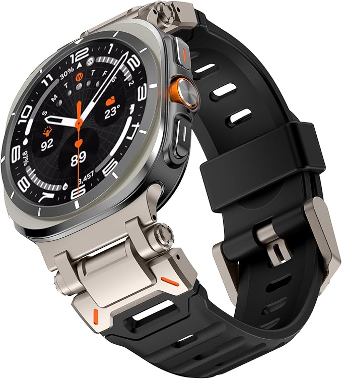 Rugged TPU Silicone Sport Strap – Stainless Steel Connector for Samsung Galaxy Watch Ultra 47mm