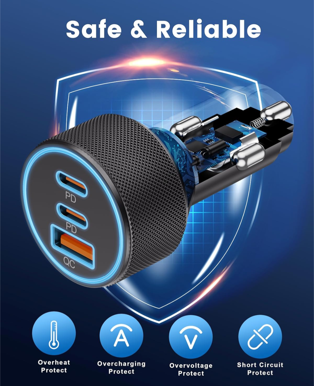 Pbuddy Car Charger USB C 66W Car Super Fast Charger USB C PD & QC3.0 Adapter Cigarette Lighter USB C Quick Charge Car Charger