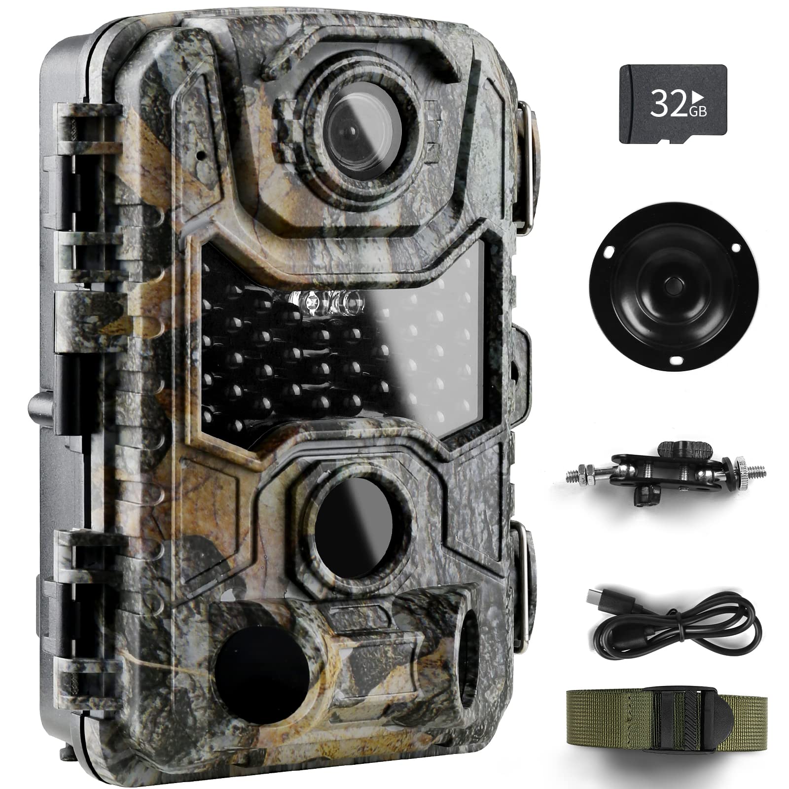 4K 32MP Wildlife Camera, Trail Camera with 0.2s Trigger Time 120°Motion Sensor, Night Vision Motion Activated IP66 Hunting Camera with 940nm No Glow IR LEDs 32GB SD Card for Wildlife Monitoring, New open Box