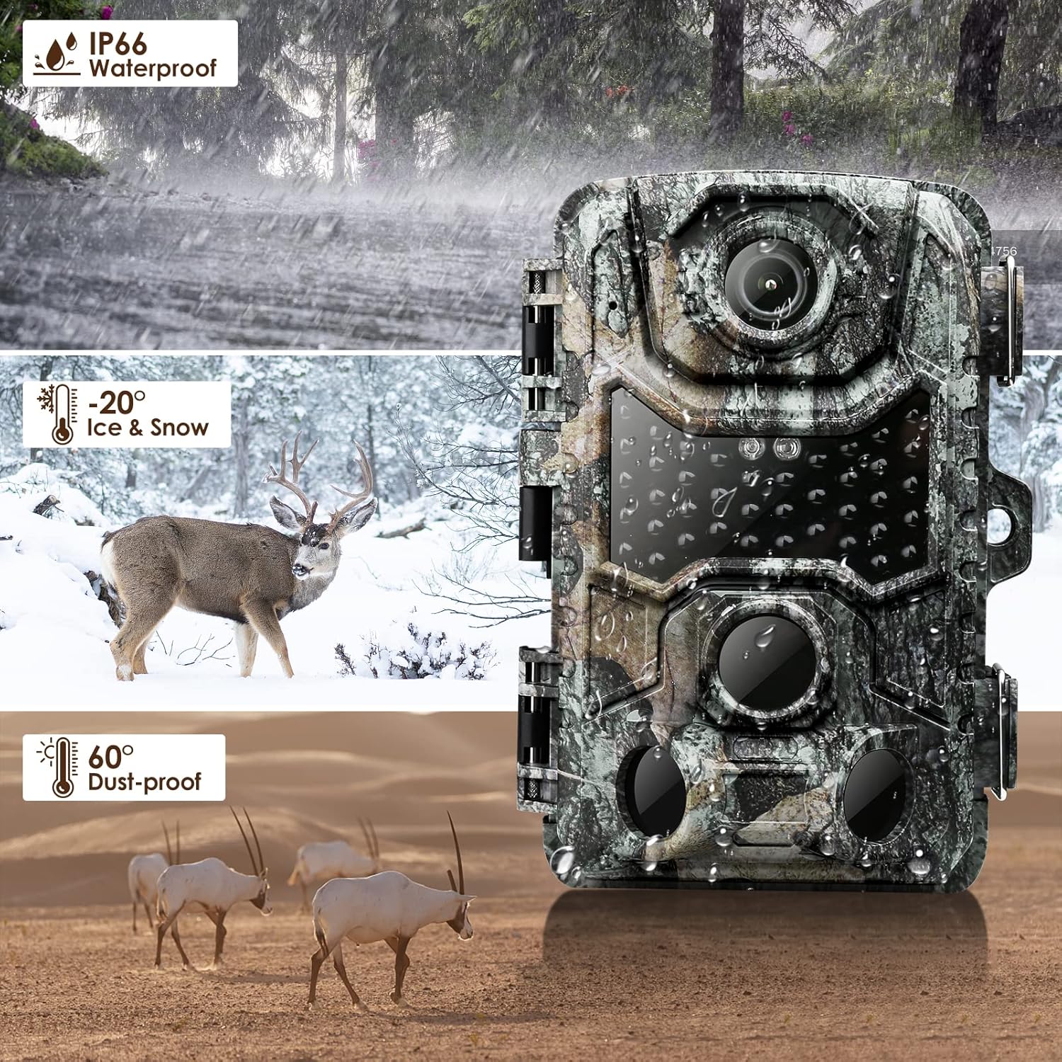 4K 32MP Wildlife Camera, Trail Camera with 0.2s Trigger Time 120°Motion Sensor, Night Vision Motion Activated IP66 Hunting Camera with 940nm No Glow IR LEDs 32GB SD Card for Wildlife Monitoring, New open Box