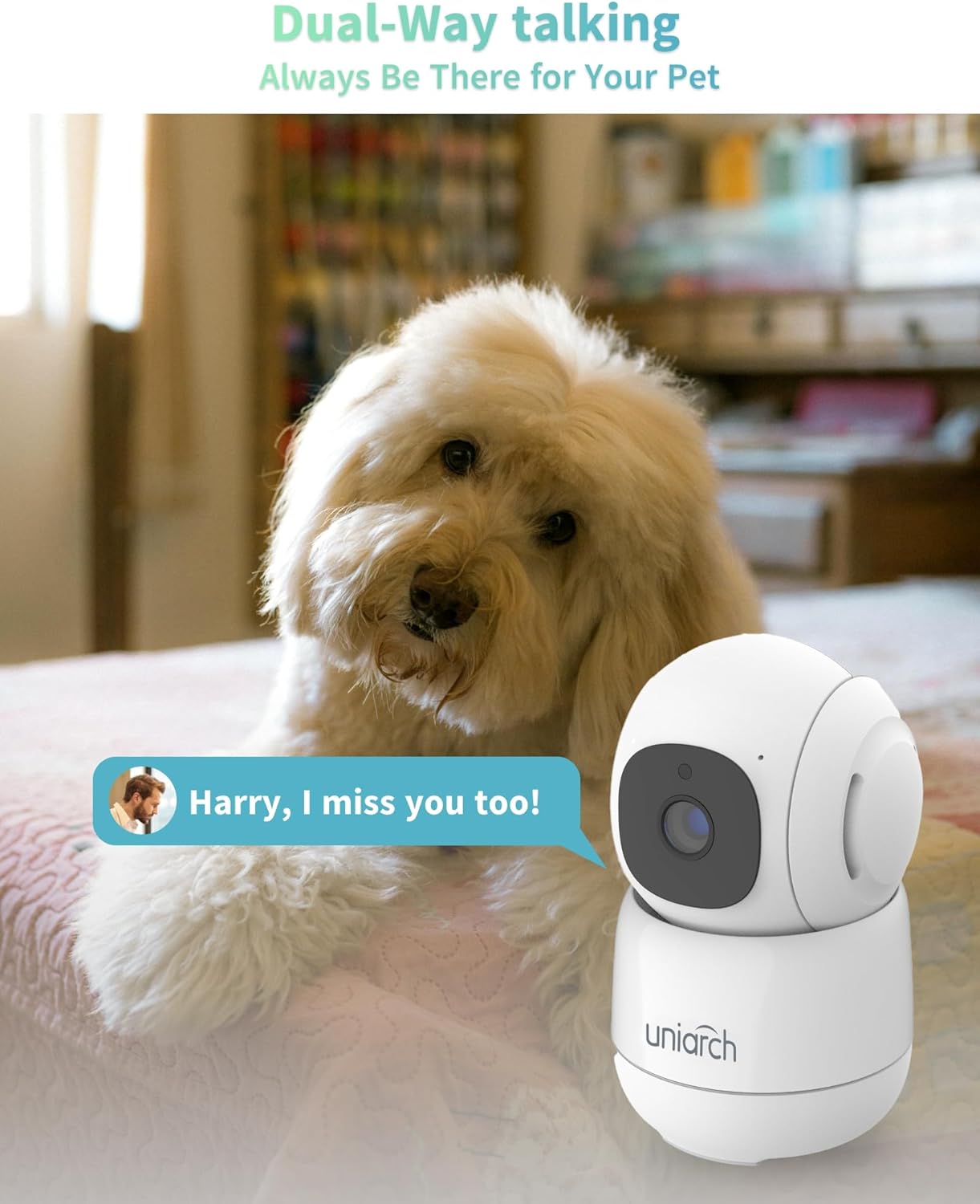 uniarch Indoor Security Camera Pan/Tilt 1080P, Uho-S1, 360 Degree Home Camera with App, Night Vision, Smart Motion Detection Auto Tracking, 2-Way Audio, Pet Camera