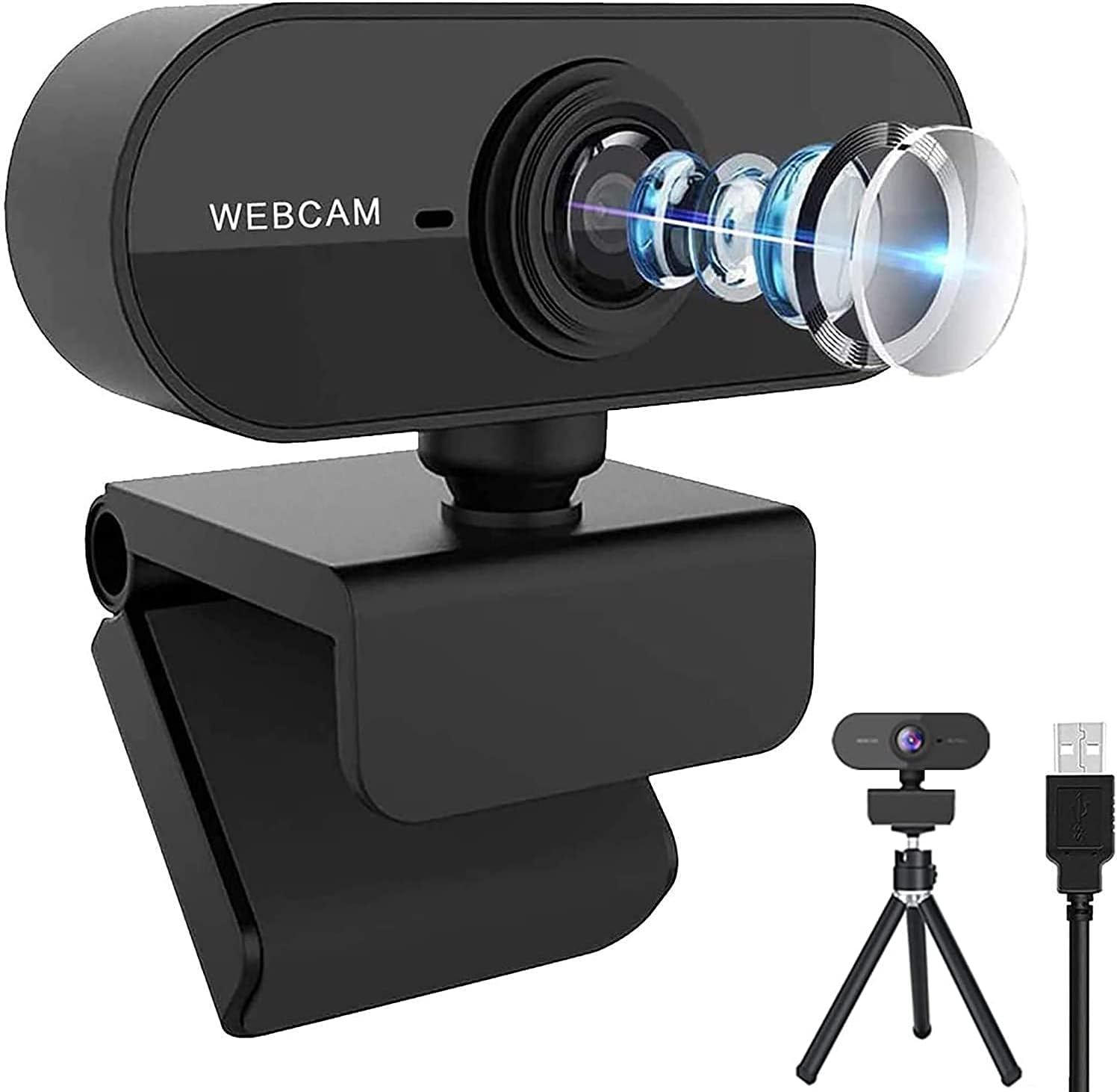 Webcam with Microphone, Full HD 1080P Webcam for PC, Laptop, MAC, Plug and Play Web Camera with Privacy Cover, USB Camera for Video Calling, Recording, Conferencing, Streaming, Gaming