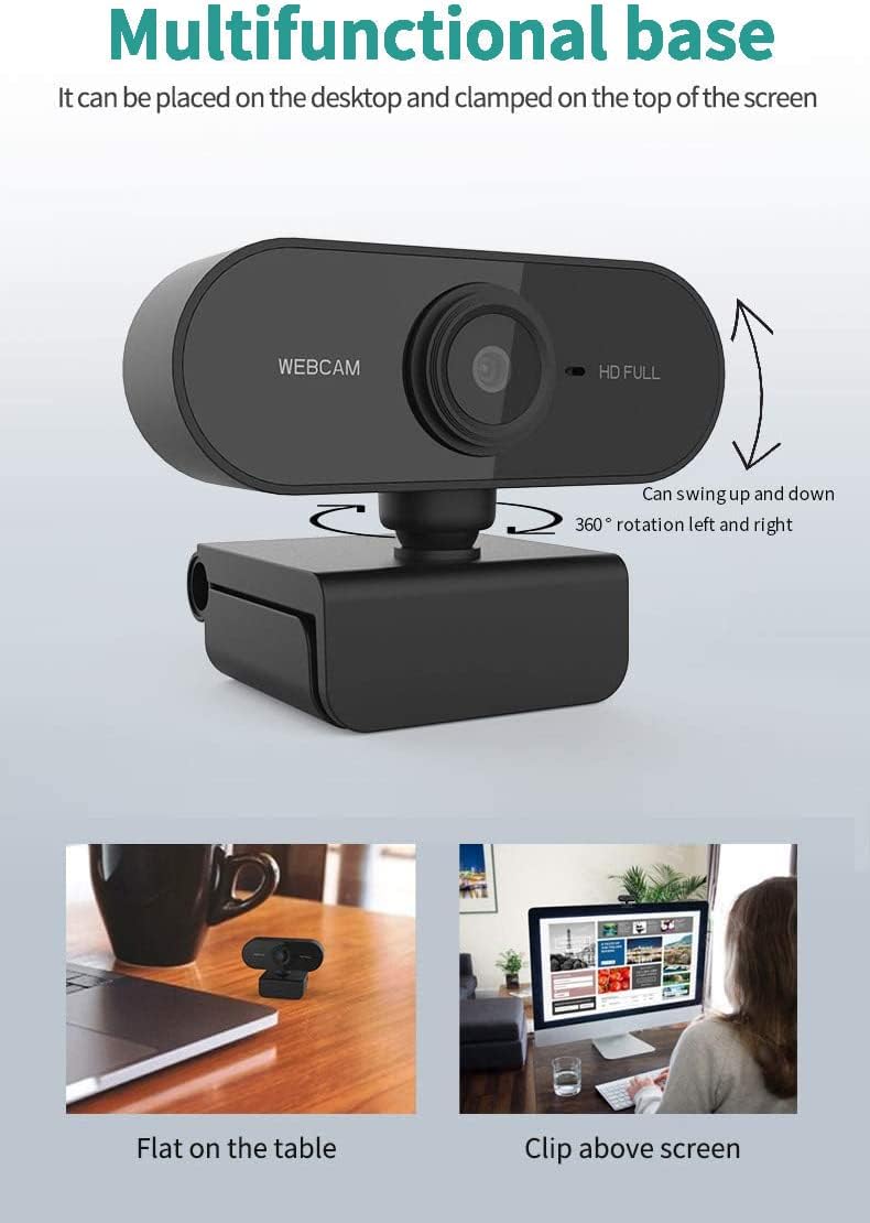 Webcam with Microphone, Full HD 1080P Webcam for PC, Laptop, MAC, Plug and Play Web Camera with Privacy Cover, USB Camera for Video Calling, Recording, Conferencing, Streaming, Gaming