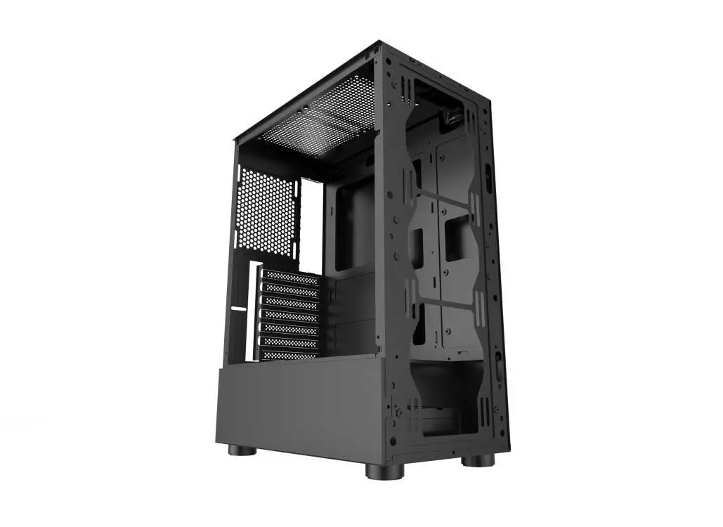 ATX Mid-Tower Gaming PC Case – Tempered Glass Chassis with RGB Fan Support