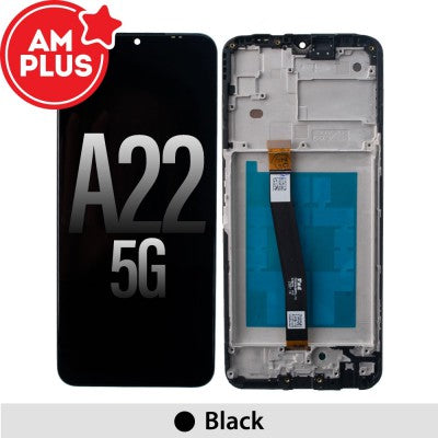Tecguru-Samsung Galaxy A22 5G A226B LCD Screen Replacement Digitizer with Frame GH81-20694A (Service Pack)-Black