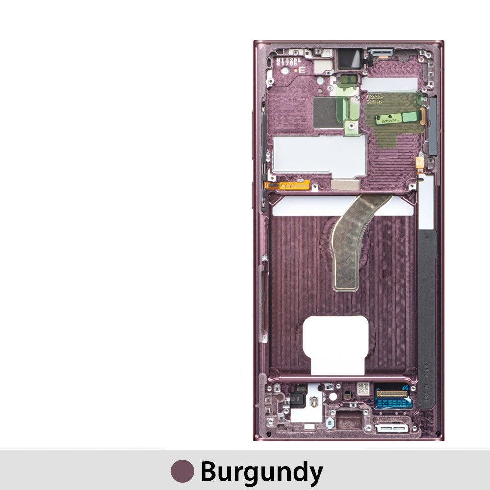 Samsung Galaxy S22 Ultra 5G G908B Red OLED Screen Replacement Digitizer with Frame-Burgundy (improved edition, no black screen, Do not need recall)