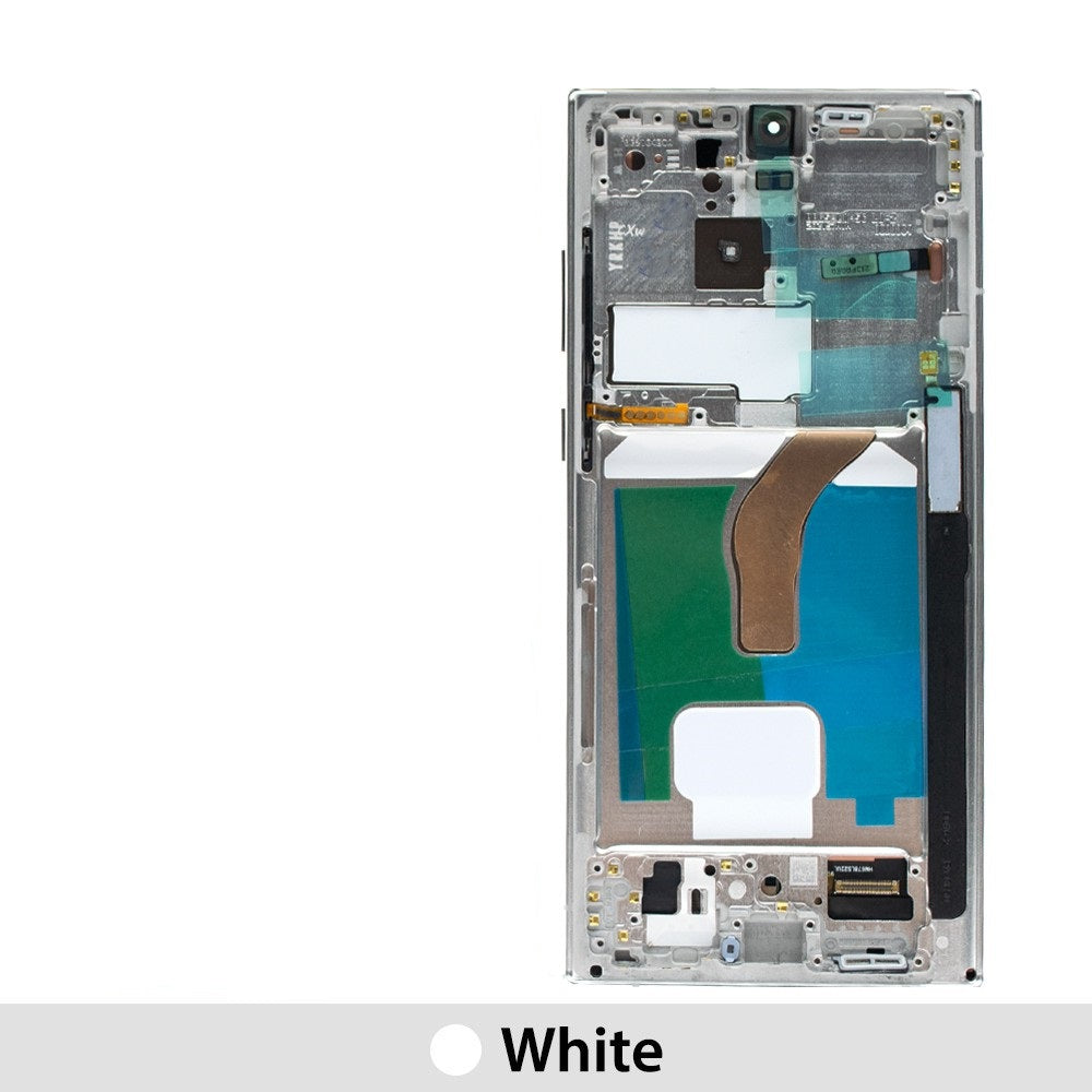 Samsung Galaxy S22 Ultra 5G G908B Red OLED Screen Replacement Digitizer with Frame-White (improved edition, no black screen, Do not need recall)