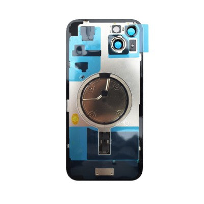 Brown Rear Cover Glass with Camera Lens Glass and Magsafe Magnet for iPhone 15 Plus-Black