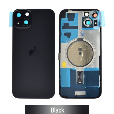 Brown Rear Cover Glass with Camera Lens Glass and Magsafe Magnet for iPhone 15 Plus-Black