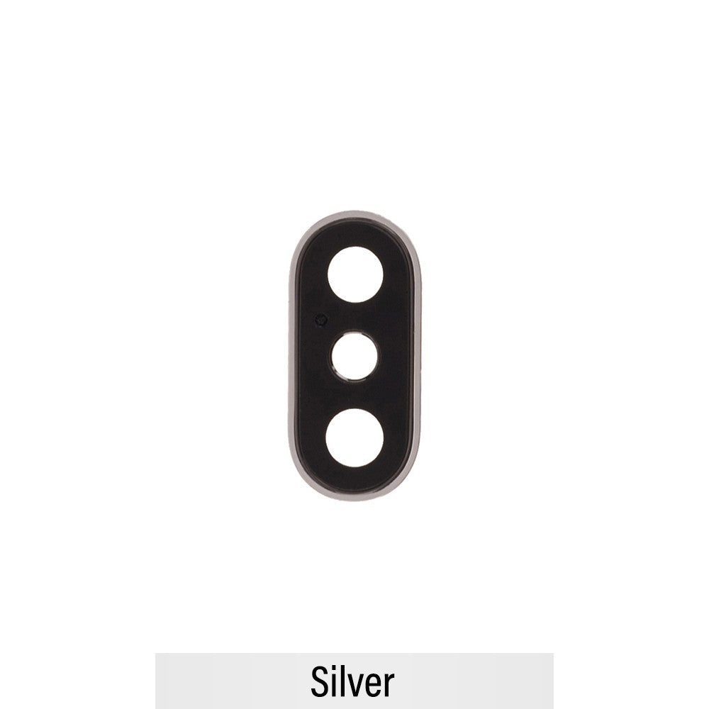 Rear Camera Lens with Bezel for iPhone XS / XS Max-Silver (Real Sapphire, Premium Quality)